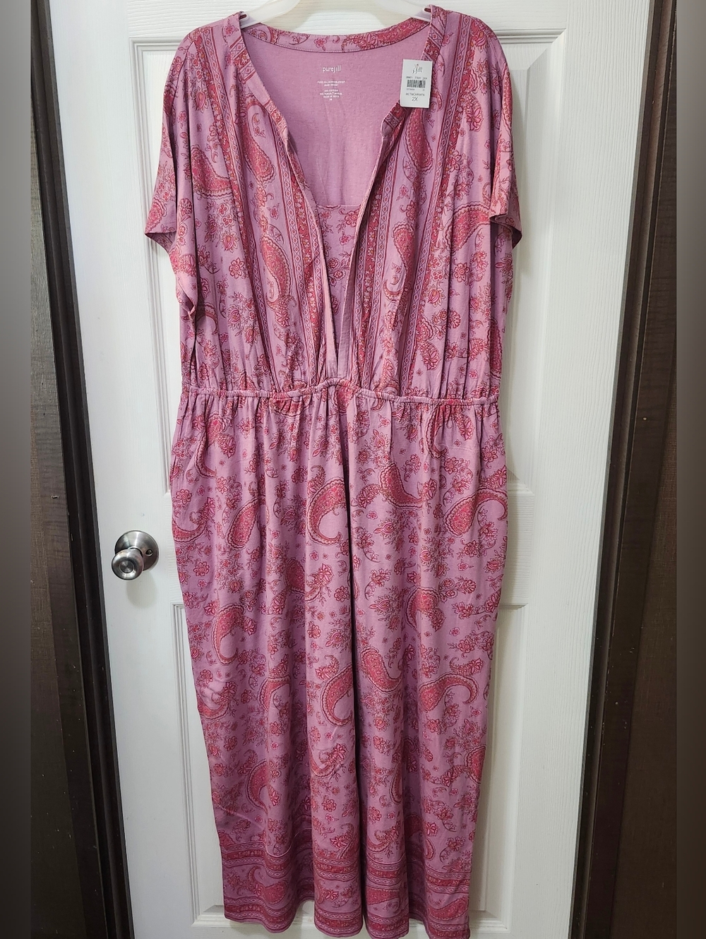 NWT J. Jill Pure Jill Pink Paisley Floral Maxi Plus Size Dress Sz 2X - Picture 2 of 7